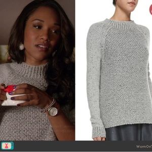 Vince Mixed Knit Mock Neck Grey Sweater xsmall